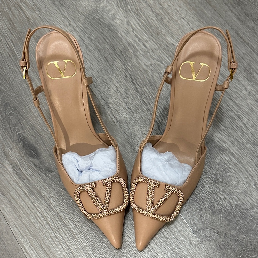 Valentino Garavani VLogo Signature 80 slingback leather pumps - Picture 2 of 8